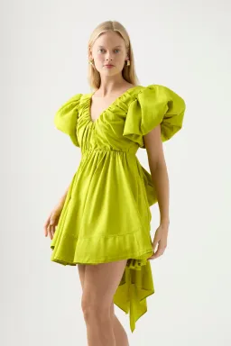 Aje Gretta Bow Back Mini Dress Green Size 8 for rent on The Volte - image 3