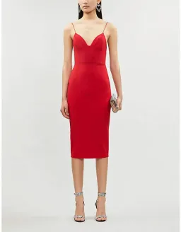 Alex Perry Mercer Stretch-ponté Bodycon Midi Dress In Red Size 6 for rent on The Volte - image 1