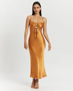 Shona joy Alma Lace Up Midi Dress Tumeric Size 8 for rent on The Volte - image 1