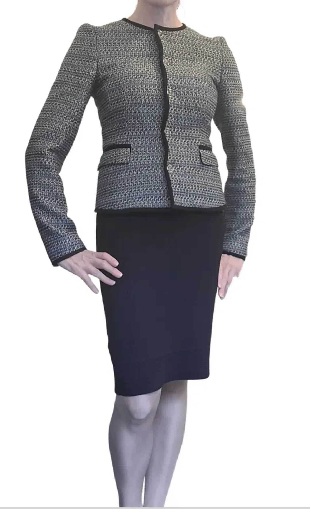 Hugo Boss Tweed Jacket Blue/Gold/Grey Size 6 for rent on The Volte - main image