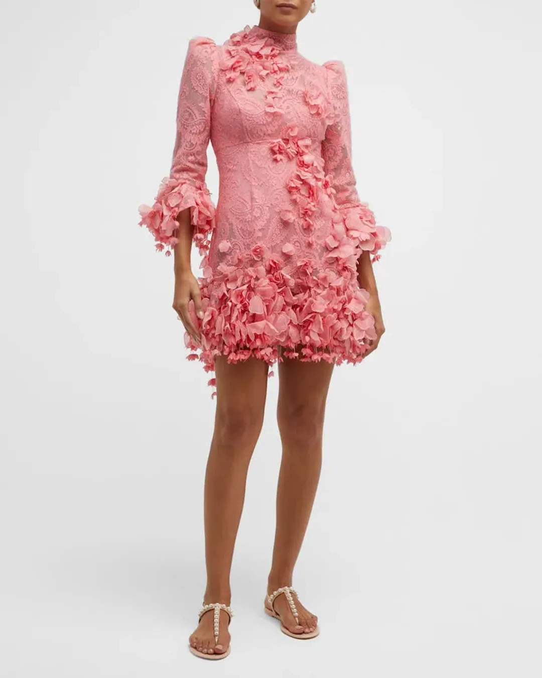 Zimmermann High Tide Lace Mini Dress in Guava Pink Size 1 / AU 10 for rent on The Volte - main image