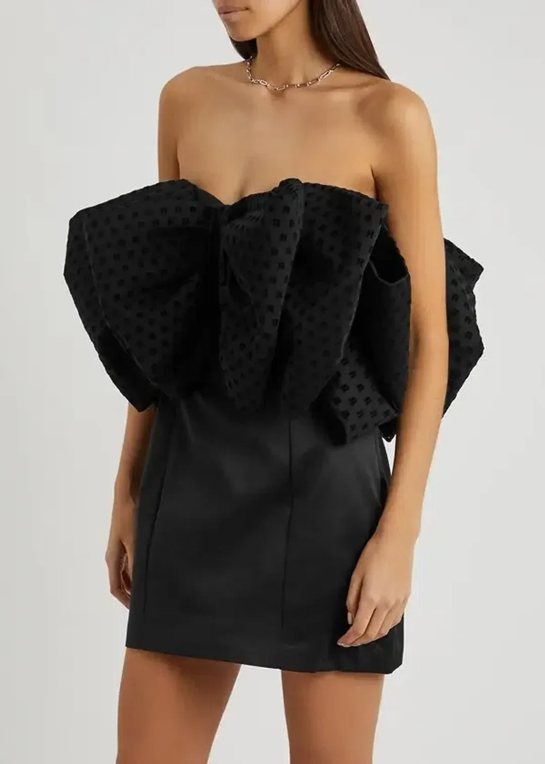 Rotate By Birger Christensen Natalie Bow Dress Black Size 8 for rent on The Volte - main image