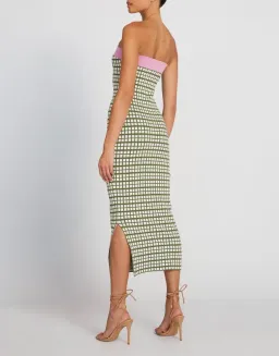 By Johnny Isabella Check Strapless Knit Dress Army Pink Size 6  for rent on The Volte - image 3