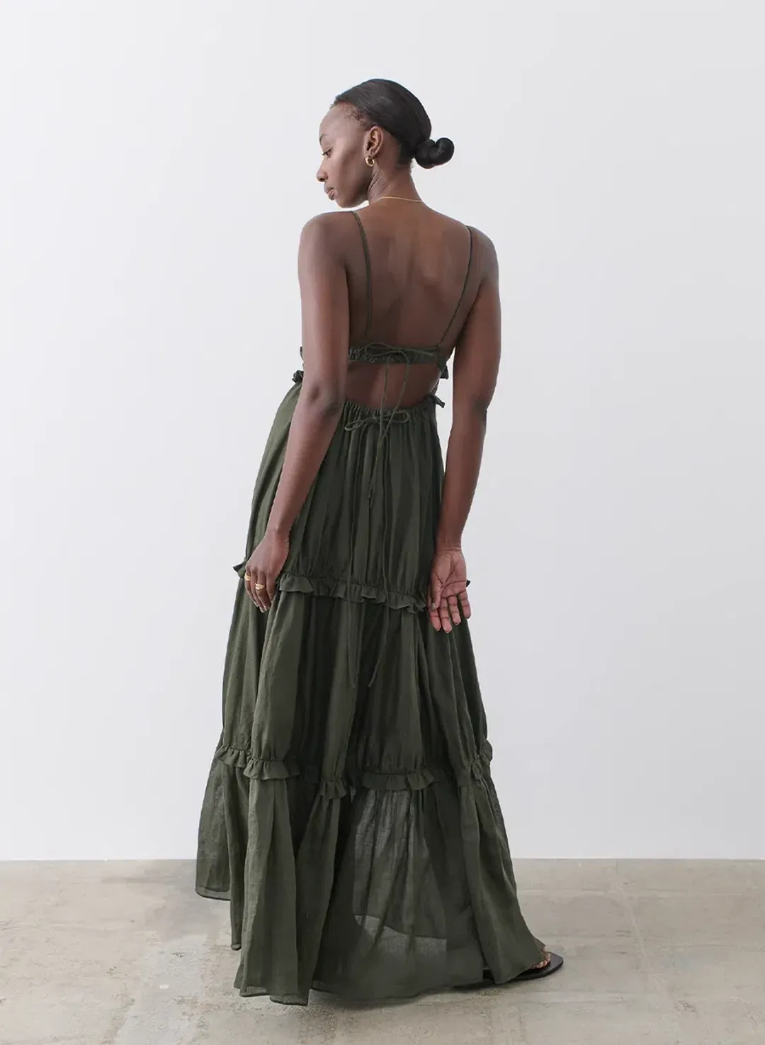 Joslin Studio Liana 2.0 Linen Maxi Dress Forest Size 8 for rent on The Volte - main image