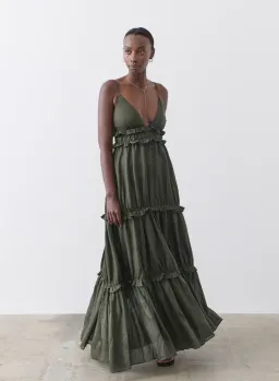 Joslin Studio Liana 2.0 Linen Maxi Dress Forest Size 8 for rent on The Volte - image 1