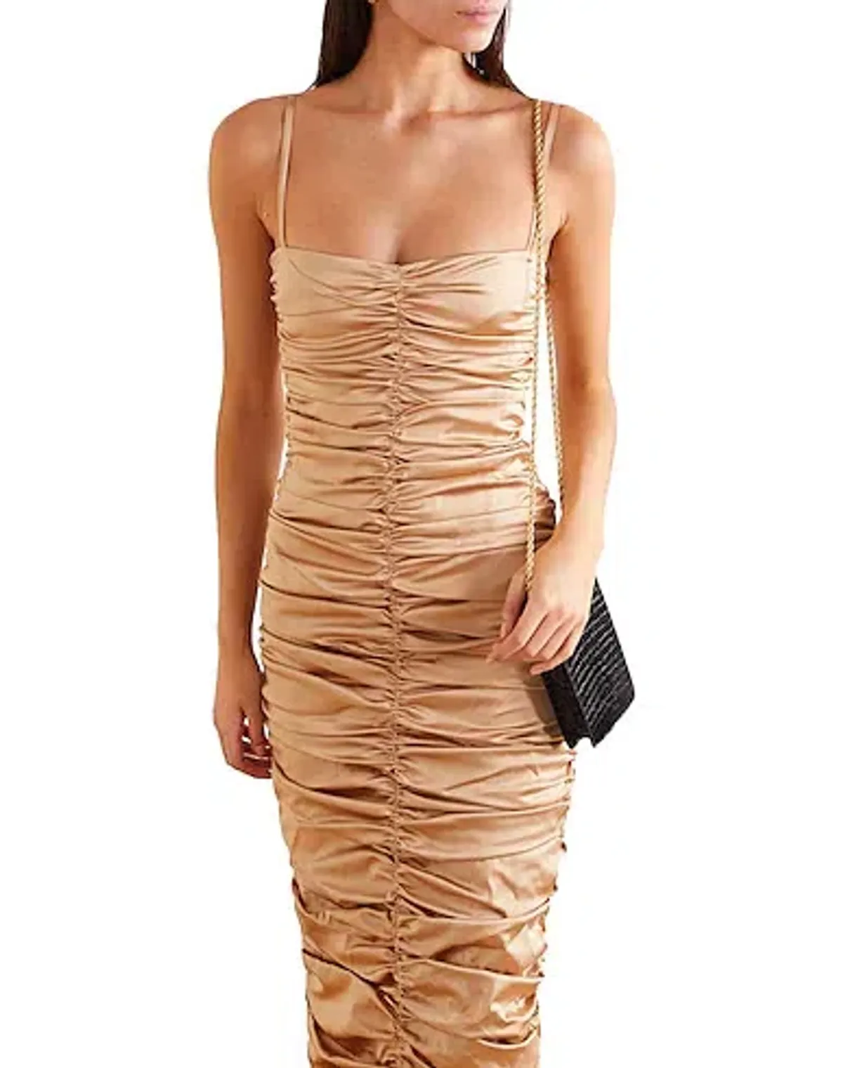 Georgia Alice Eva Ruched Gown Beige Size 6 for rent on The Volte - main image