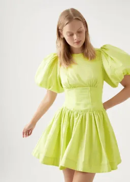 Aje Gianna Puff Sleeve Mini Dress Lime Green Size 10 / M for rent on The Volte - image 2