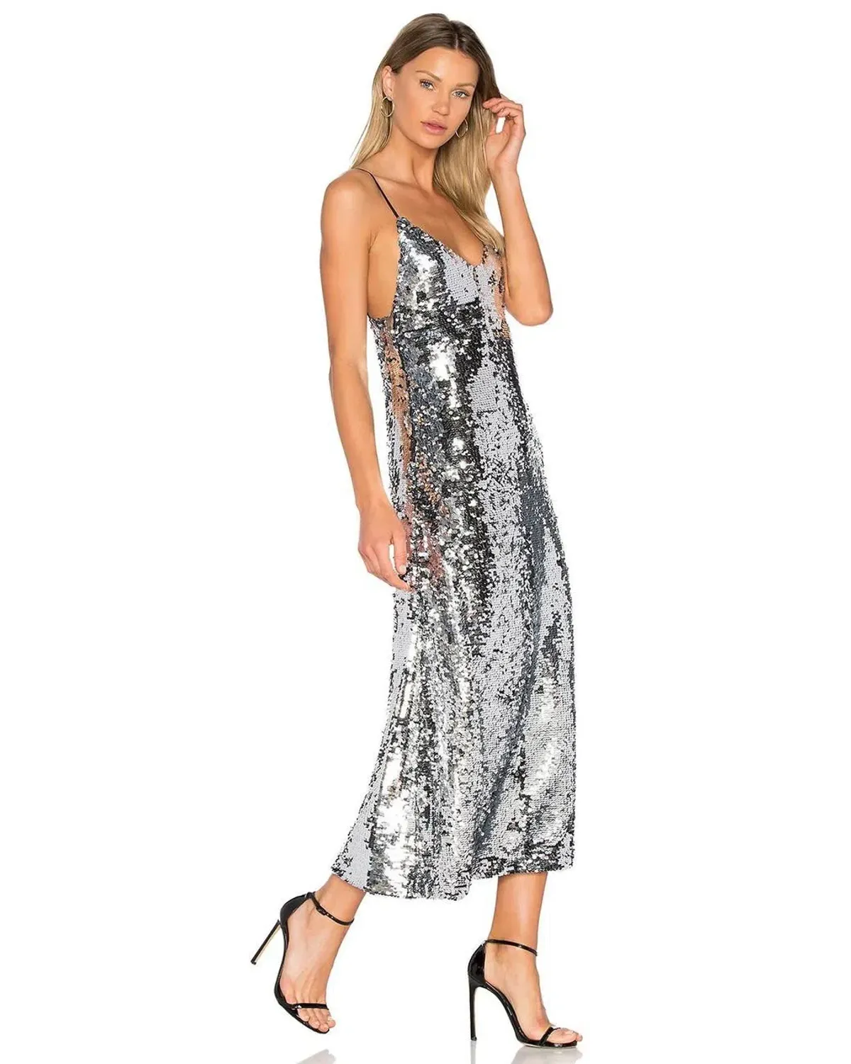 Off-White c/o Virgil Abloh Metallic Sequin Slip Dress Size 10 for rent on The Volte - main image