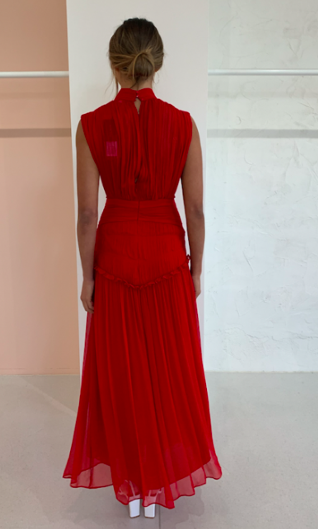 Shona Joy Clemence High Neck Midi Dress Red Size 12 for rent on The Volte - main image