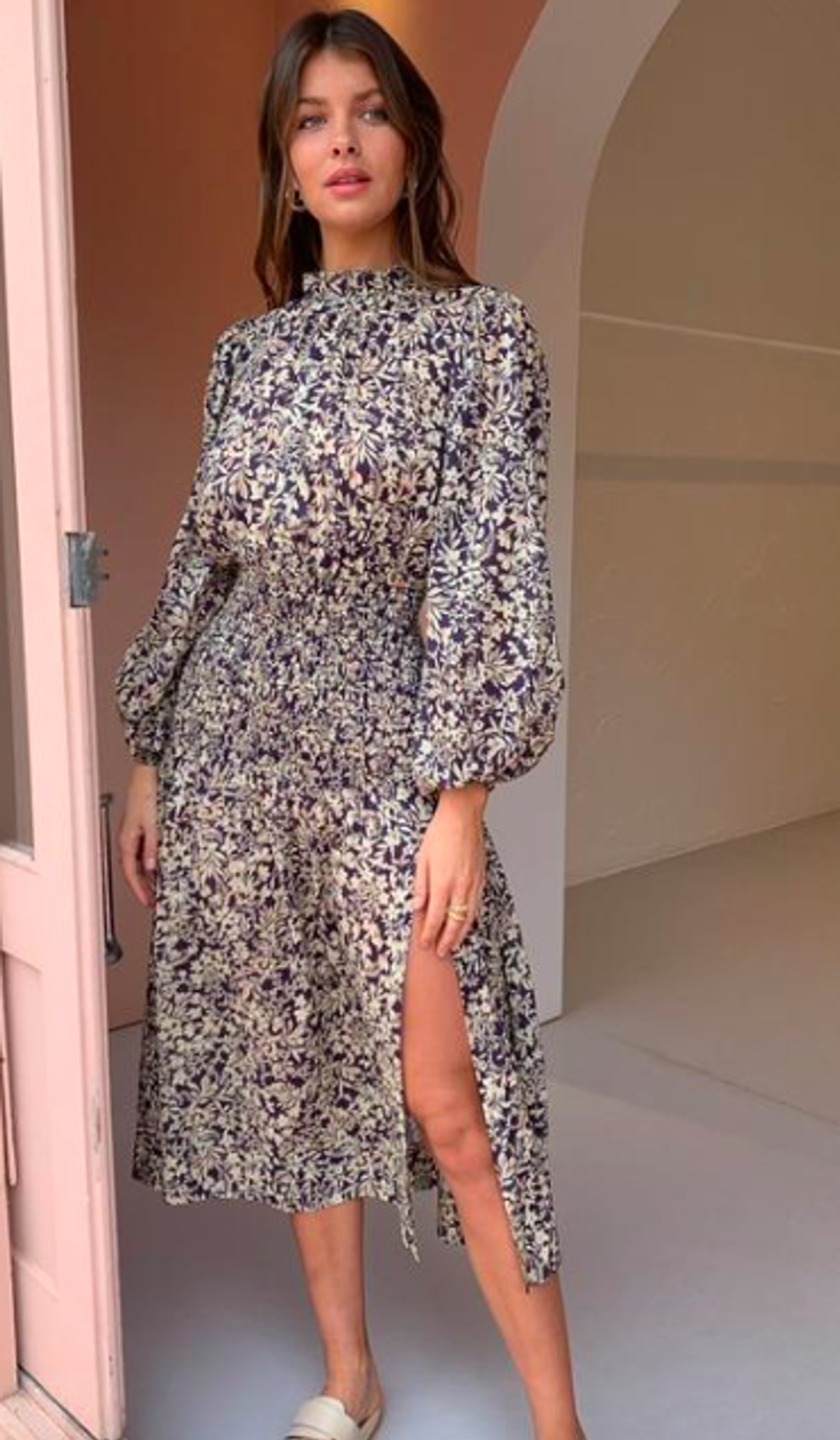 Bec & Bridge Emmanuelle Long Sleeve Midi Dress Print Size 12 for rent on The Volte - main image