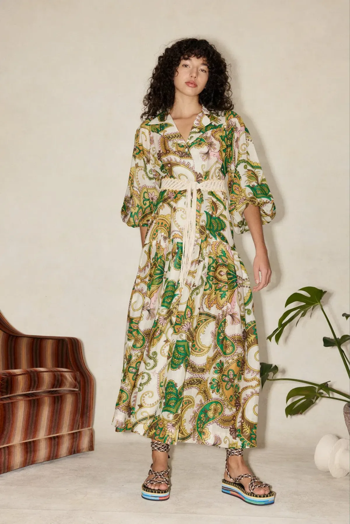 Alemais Octavia V Neck Shirt Dress Print Size 12 for rent on The Volte - main image