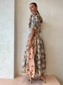 Alemais Phillipa Ruffle Neck Midi Dress Floral Size 14 for rent on The Volte - image 2