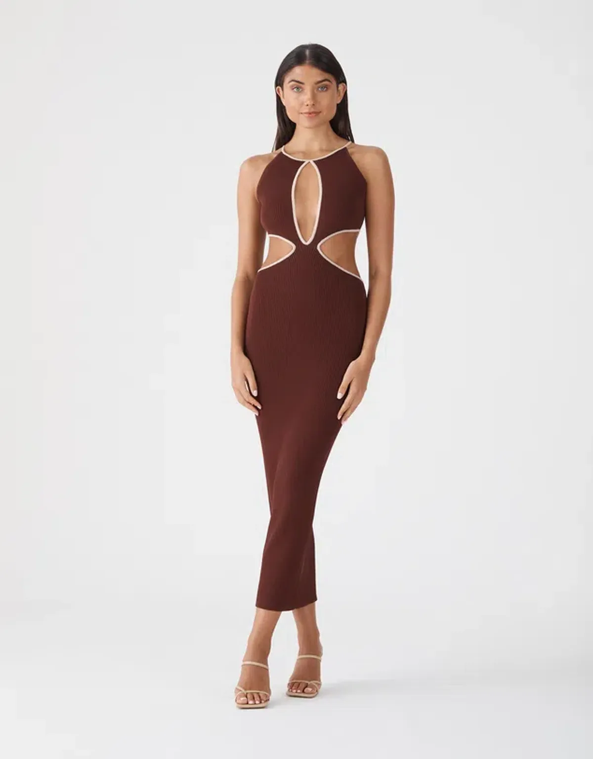 San Sloane Adrian Brown Dress Size 8 for rent on The Volte - main image
