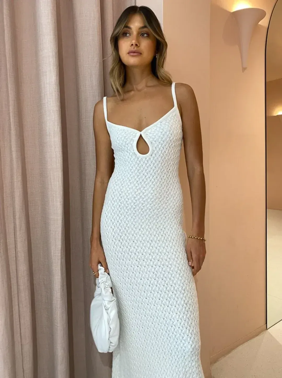 Bec & Bridge Effie Knit Dress White Size 10 for rent on The Volte - main image