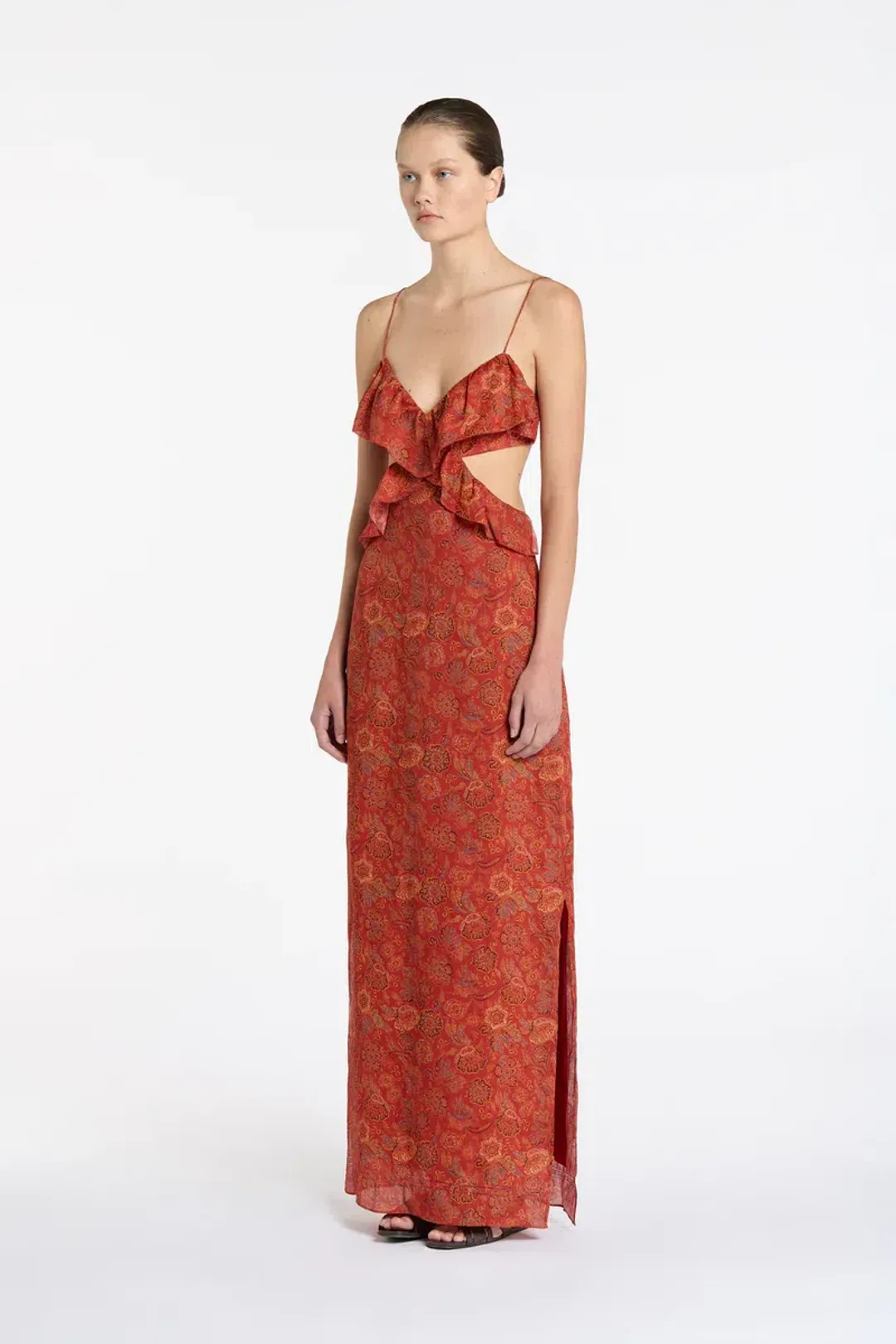 Sir the Label Allegra Frill Maxi Dress Print Size 1/AU 8 for rent on The Volte - main image