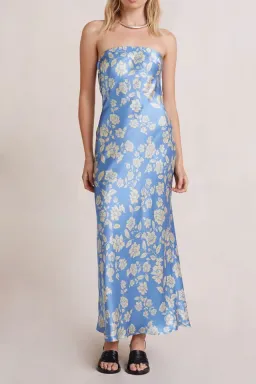 Bec & Bridge Blossom Strapless Maxi Dress Blue Size 10 for rent on The Volte - image 1