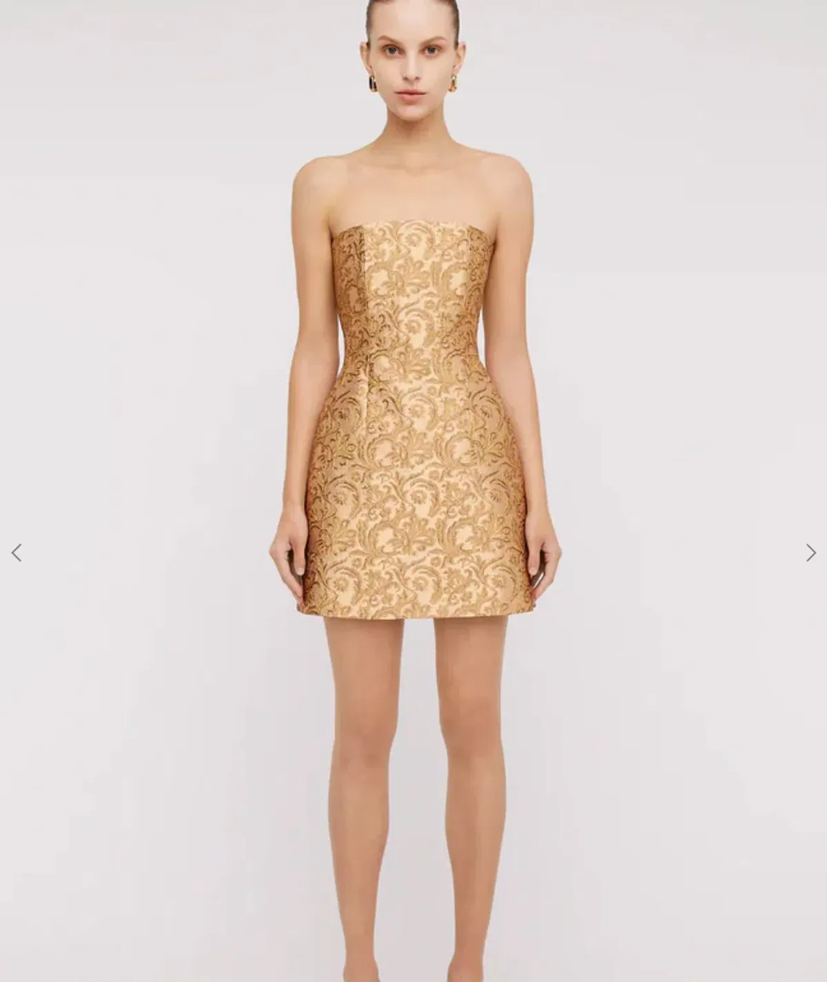 Scanlan Theodore Brocade Mini Dress Gold Size 6 for rent on The Volte - main image