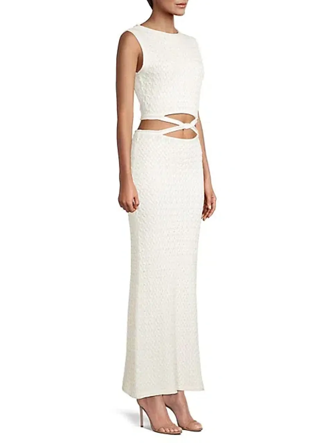 Bec and Bridge Effie Knit Cut Out Dress in white size 6 for rent on The Volte - main image