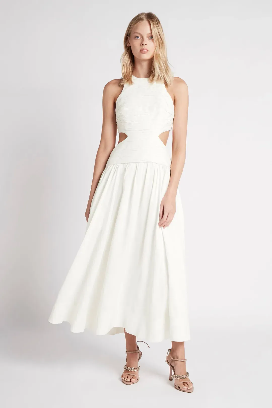 AJE Introspect Cut Out Midi Dress White Size 6  for rent on The Volte - main image