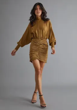 Retrofete Barbara Silk Mini Dress Olive Green Size 14 for rent on The Volte - image 1