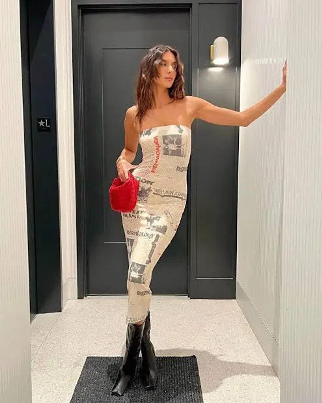 With Jean Frankie Midi Dress Read All About It Print Size S / Au 8 for rent on The Volte - main image
