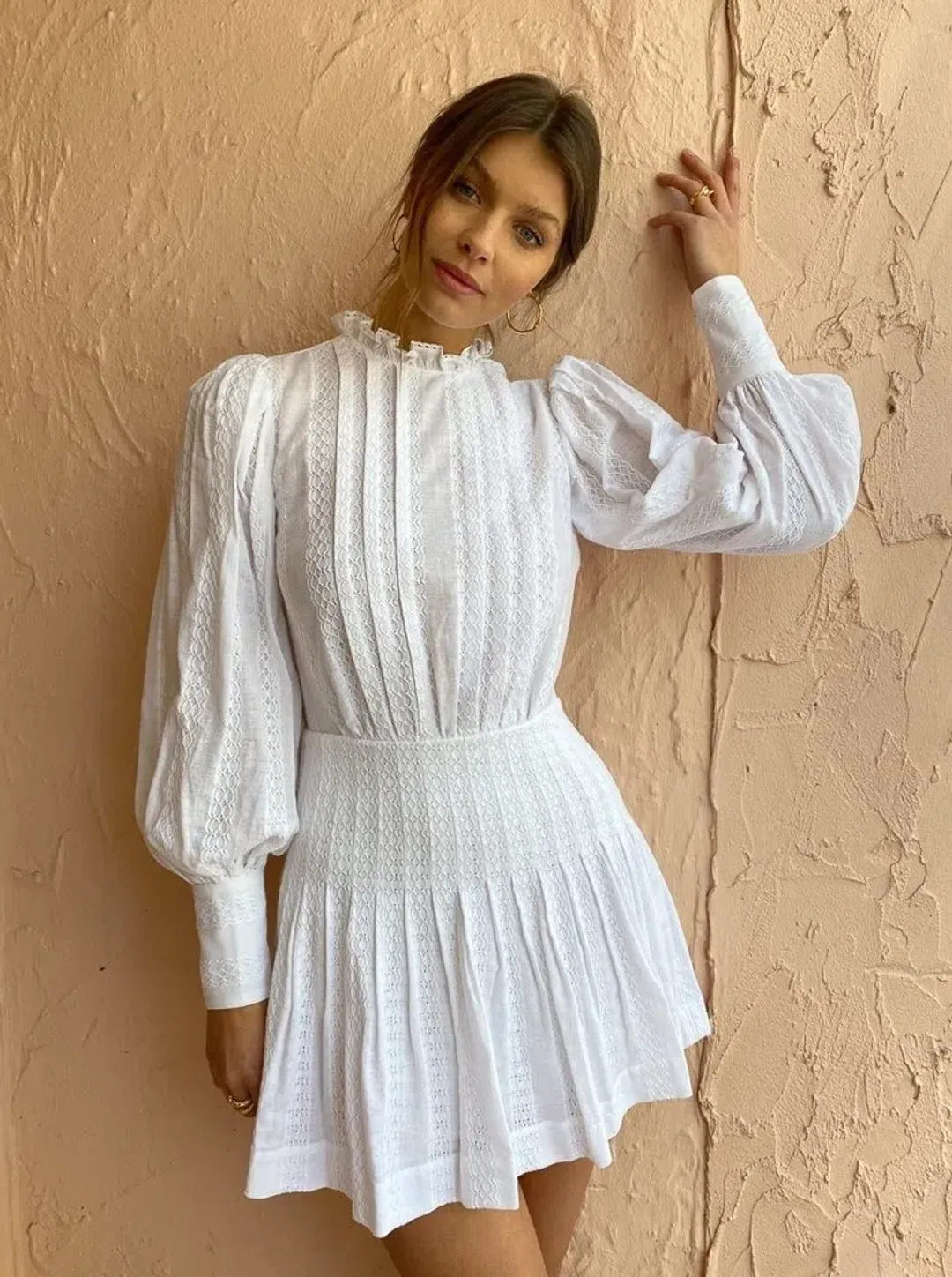 Bec & Bridge Elodie Mini Dress in Ivory Size 12 for rent on The Volte - main image