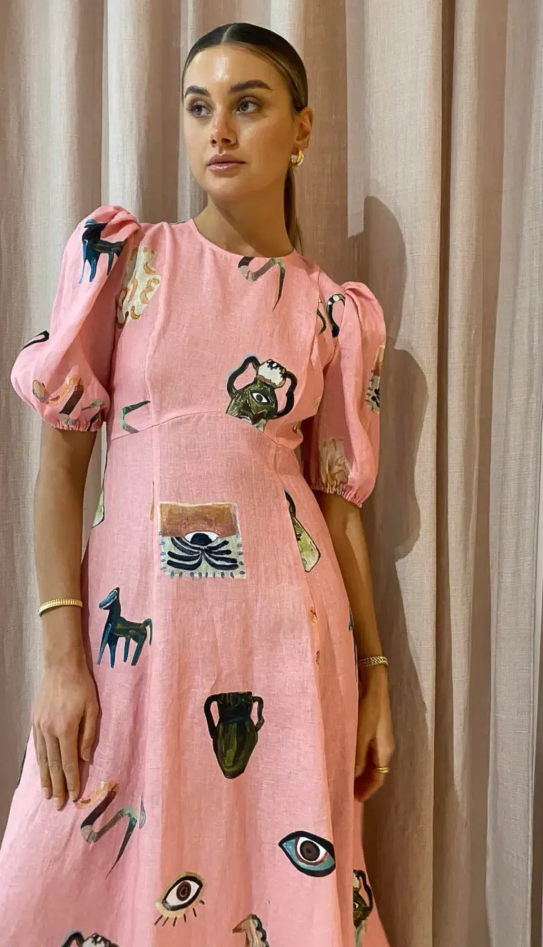 Alemais Cleo Midi Dress in Pink Size 10 for rent on The Volte - main image