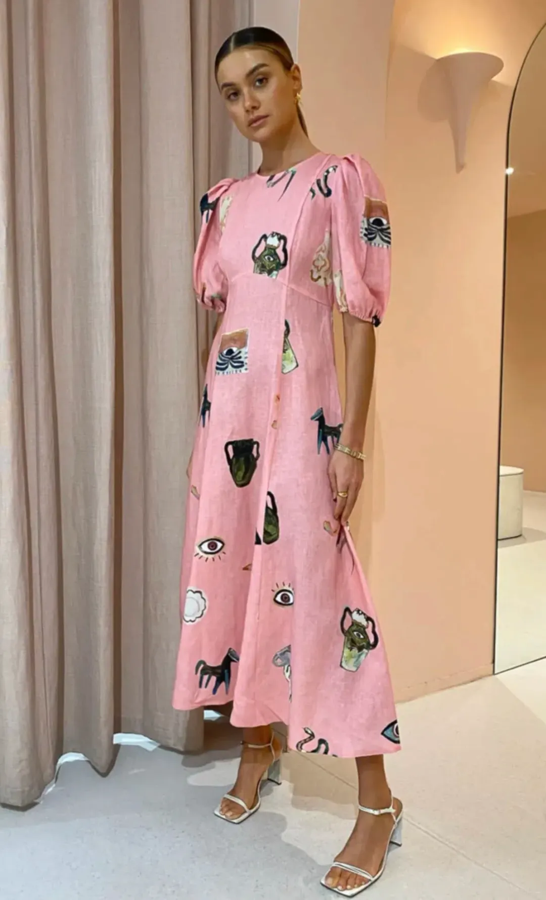 Alemais Cleo Midi Dress in Pink Size 10 for rent on The Volte - main image