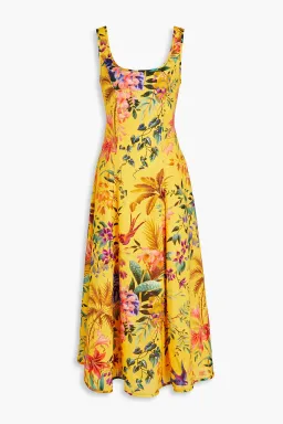 Zimmermann Tropicana Cutout Linen Midi Dress Floral Size 1 / Au 10 for rent on The Volte - image 4