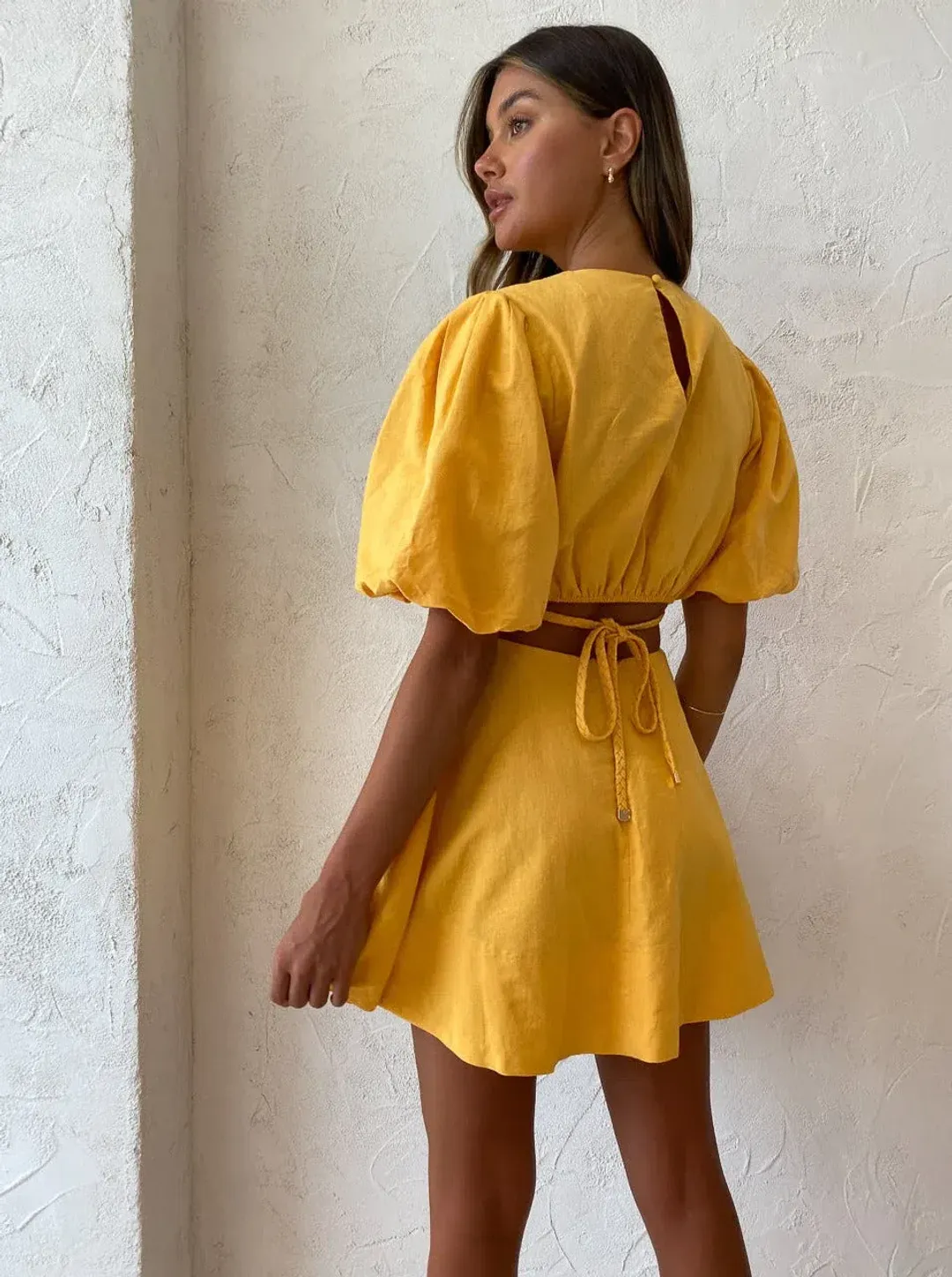 New Romantics Dolce Vita Short Sleeve Mini Dress Orange-Yellow Size 8 for rent on The Volte - main image