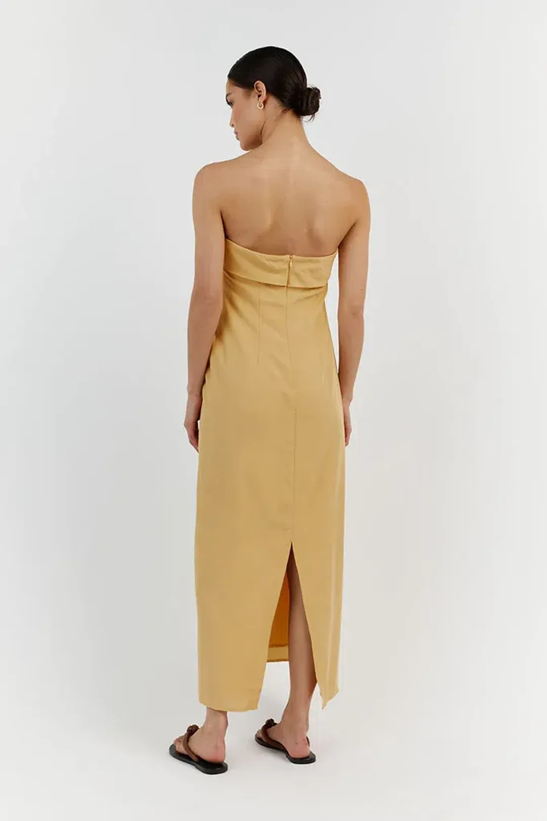 Dissh Kai Strapless Midi Dress Lemon Size 10 / M for rent on The Volte - main image