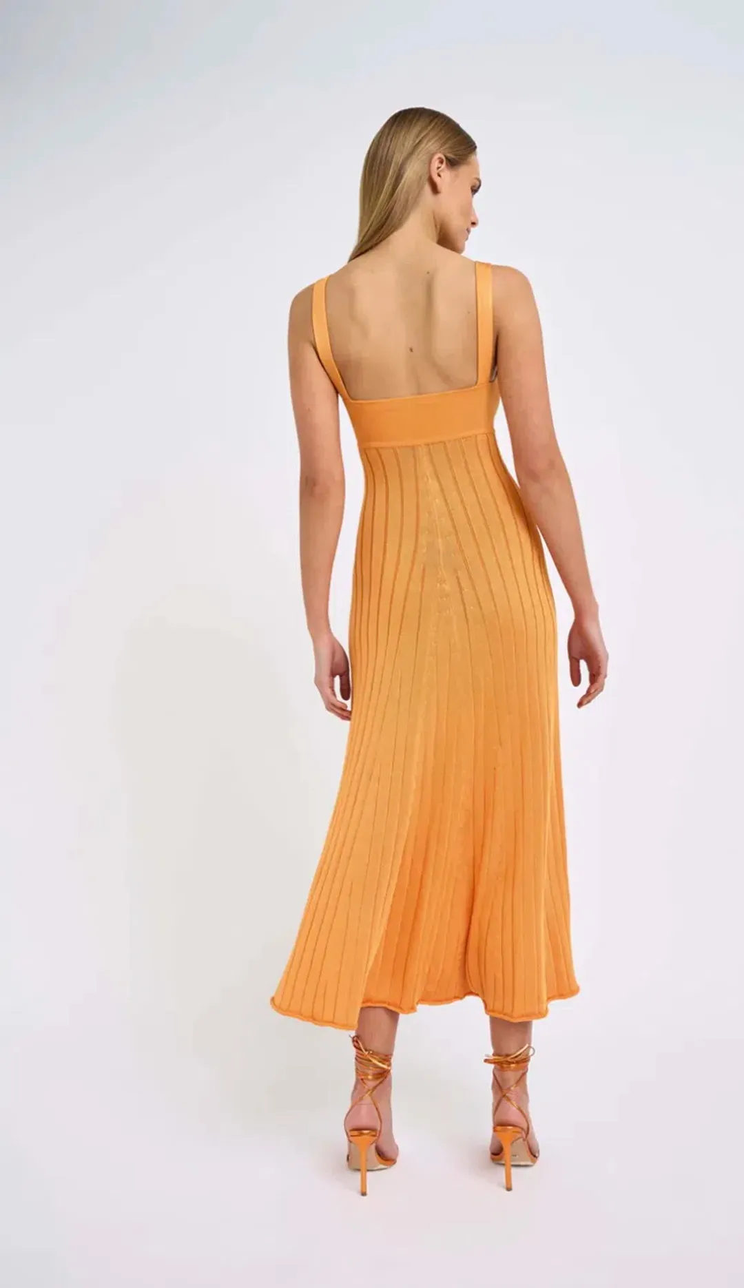 By Johnny Adelita Knit Midi Dress Orange Size 8 / S for rent on The Volte - main image