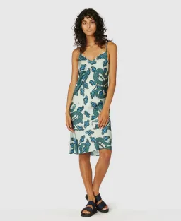 Gorman Slinky Slip Dress Midi Turquoise Snakes Print Size 10 for rent on The Volte - image 1