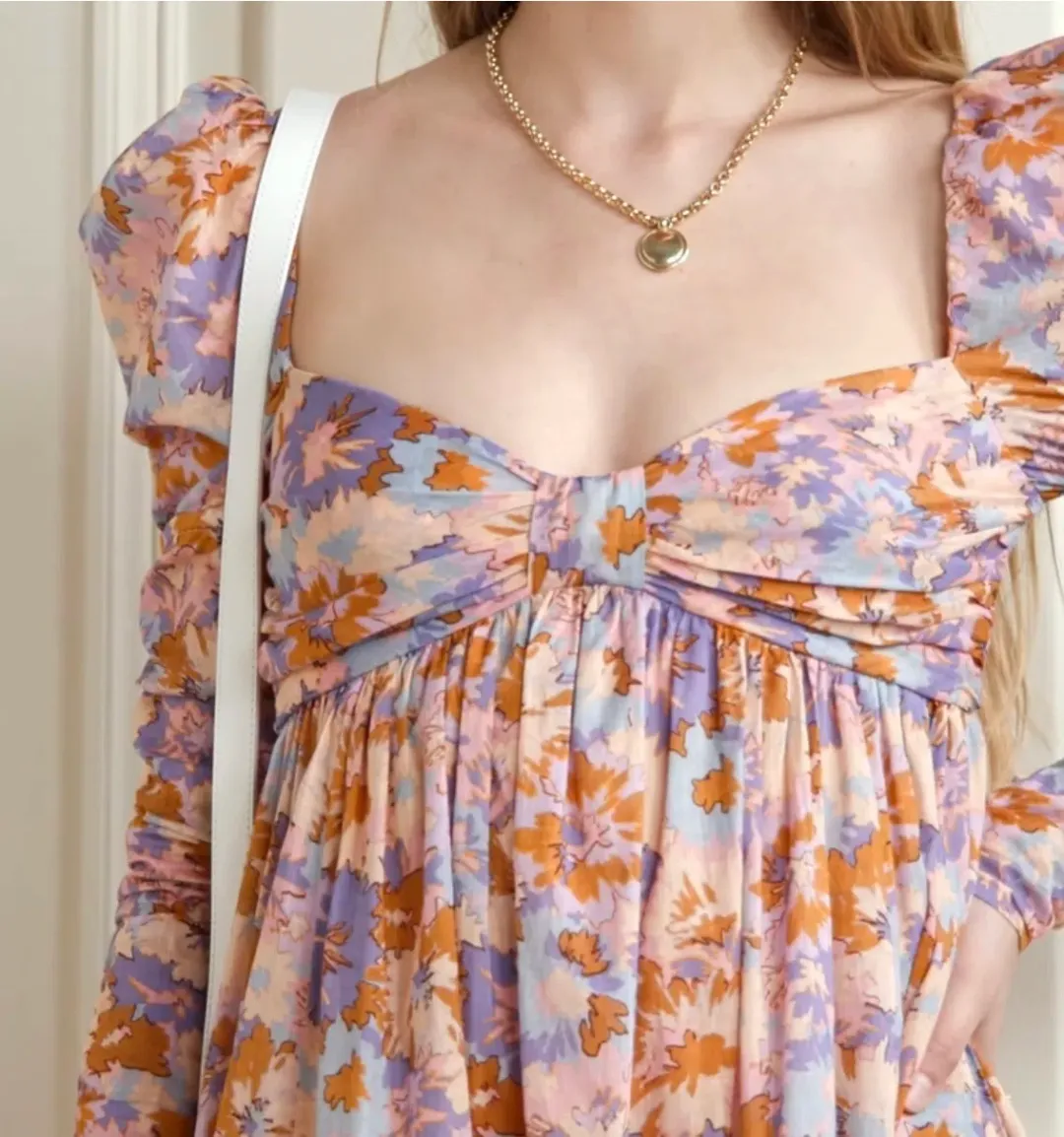 Zimmermann Violet Twist Front Midi Dress Floral Size 4/ Au 16 for rent on The Volte - main image