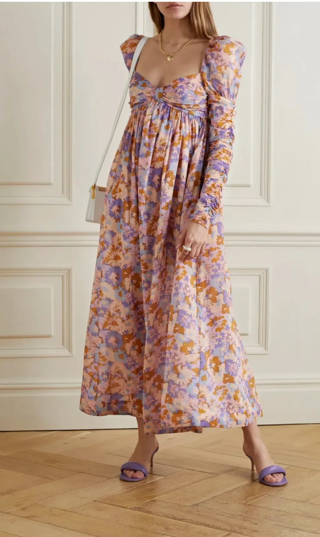 Zimmermann Violet Twist Front Midi Dress Floral Size 4/ Au 16 for rent on The Volte - main image
