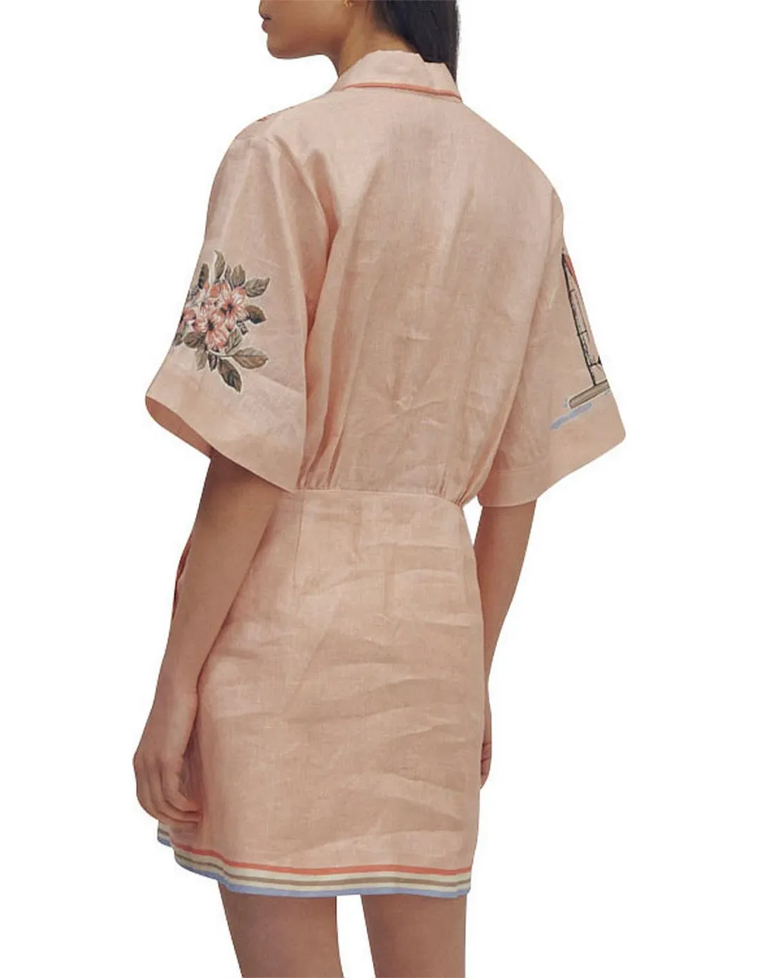 Alemais Marina Mini Shirt Dress Peach Size AU 6 for rent on The Volte - main image