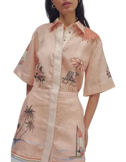 Alemais Marina Mini Shirt Dress Peach Size AU 6 for rent on The Volte - image 3