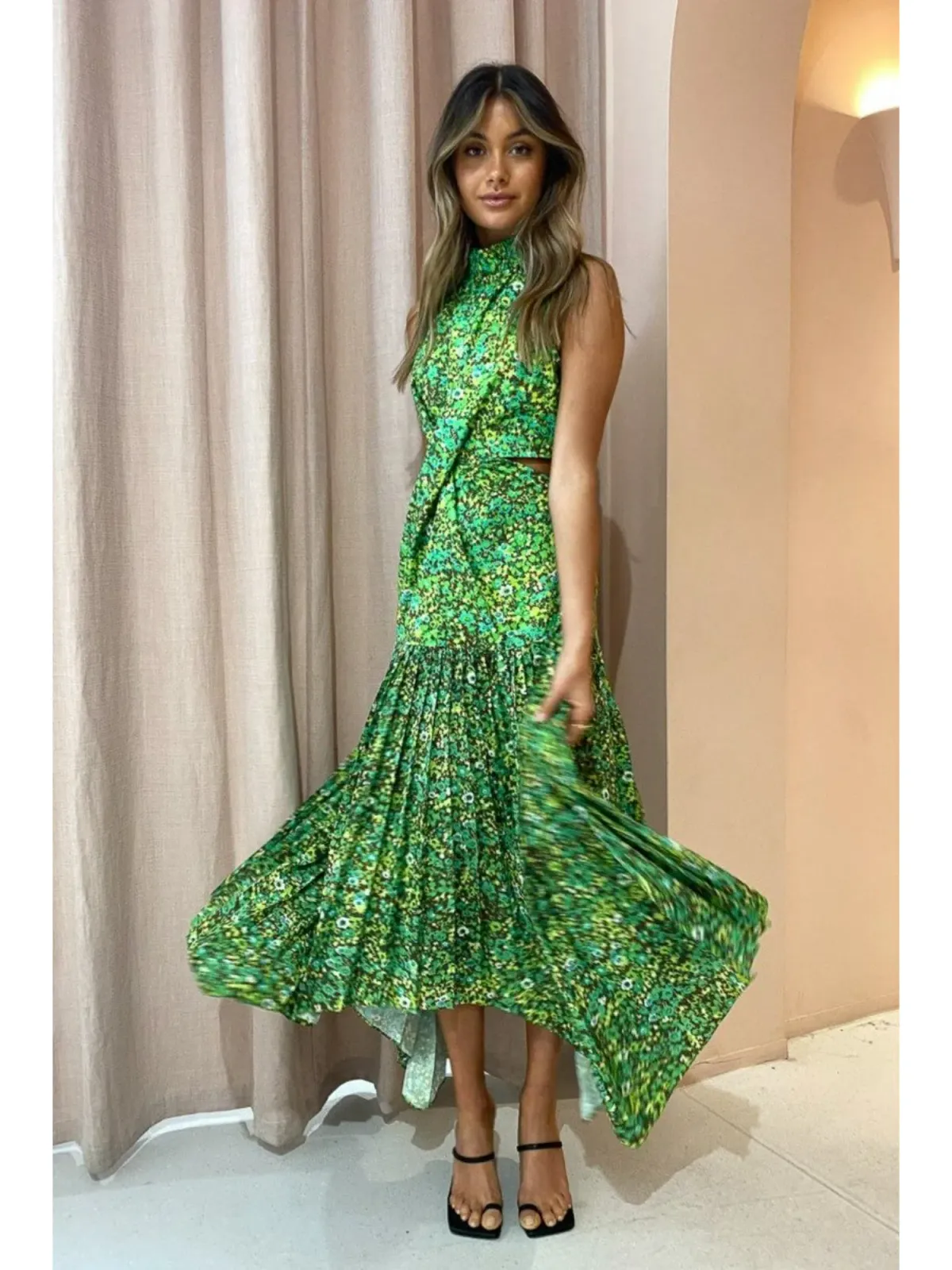 Alemais Phyllis Twist Dress Green Size AU 8  for rent on The Volte - main image