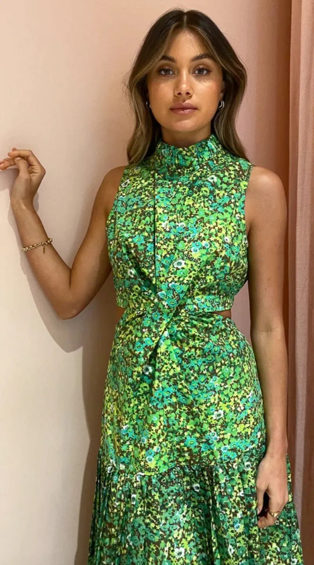 Alemais Phyllis Twist Dress Green Size AU 8  for rent on The Volte - main image
