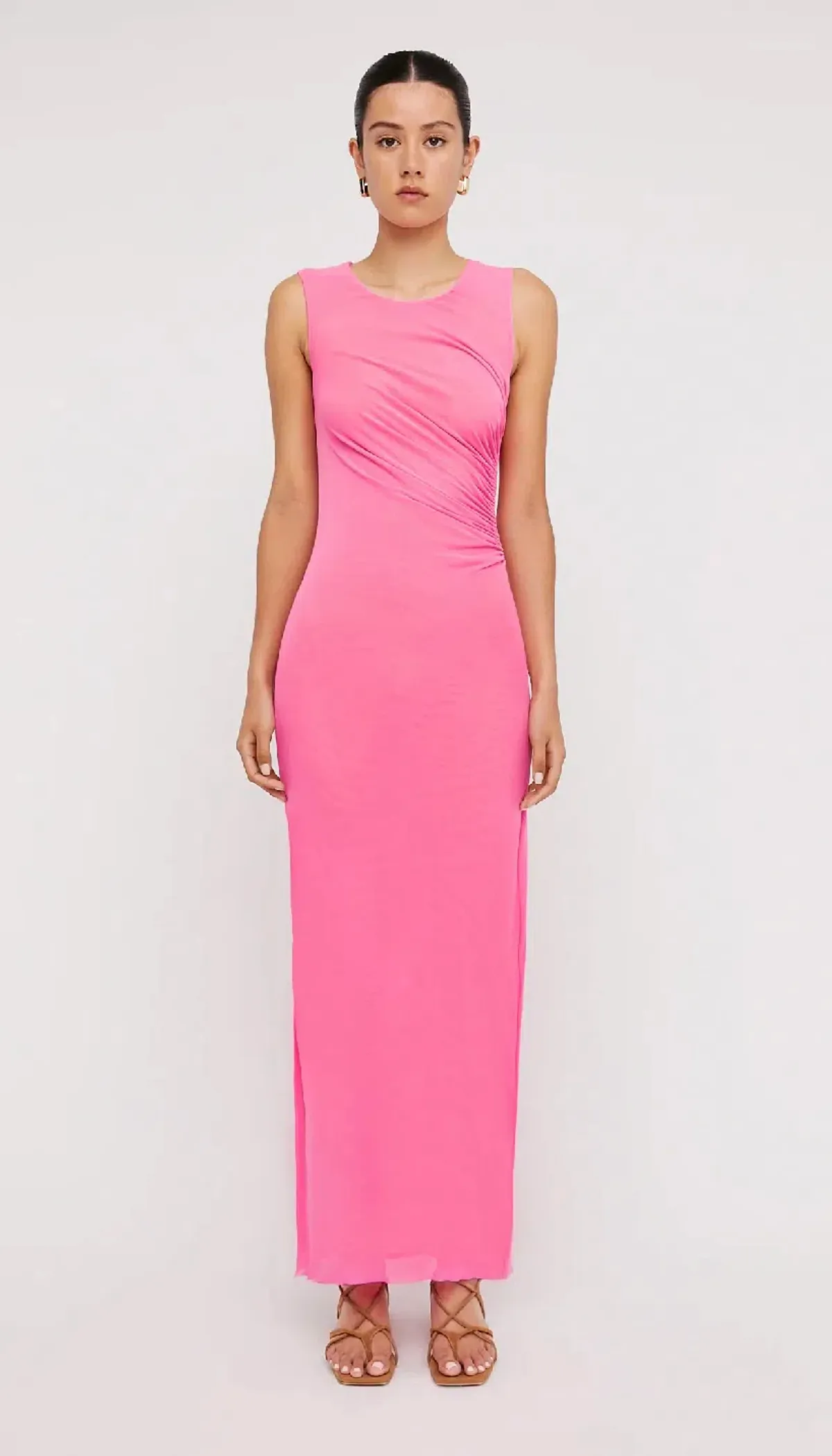 Scanlan Theodore Italian Mesh Gathered Dress Pink Size 6 / XS for rent on The Volte - main image