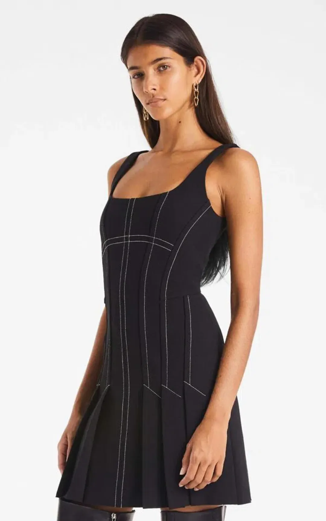 Dion Lee Corset Pleat Mini Dress Black Size 4 for rent on The Volte - main image