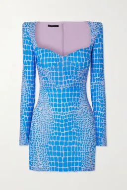 Alex Perry Howell Printed Stretch-jersey Mini Dress Blue Size 8 for rent on The Volte - image 2
