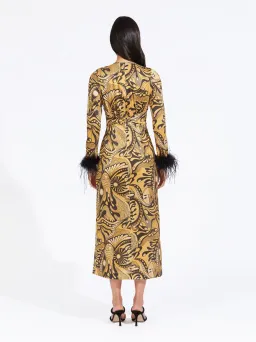 Alice McCall Gold Dust Feather Midi Dress Gold Size 6 /AU 10 for rent on The Volte - image 4