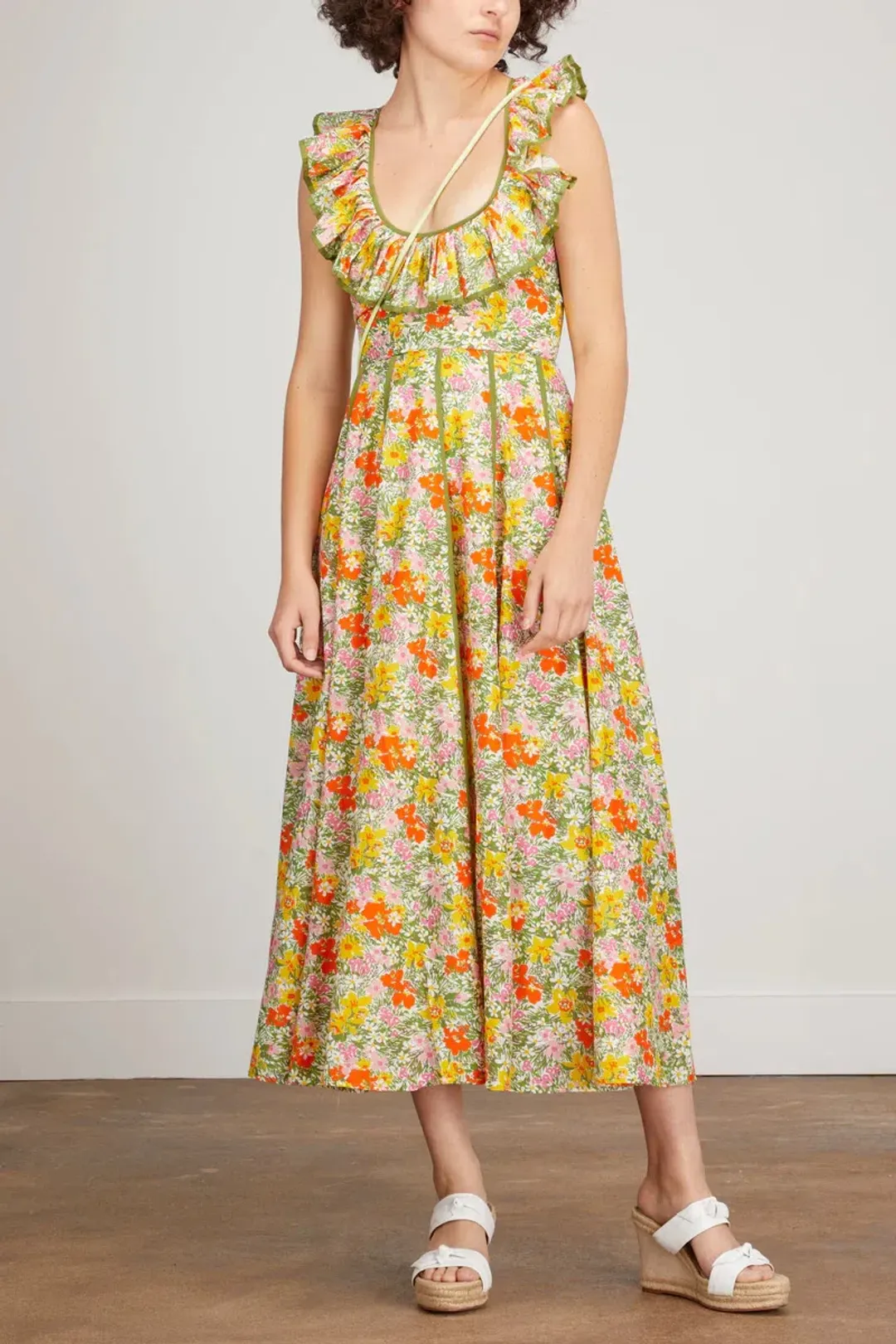 Alemais Cabana Apron Midi Dress Yellow Size AU 8 for rent on The Volte - main image