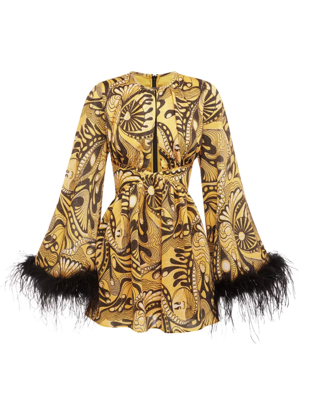 Alice McCall Dust Feather Mini Dress Gold Size 2/ AU 6 for rent on The Volte - main image