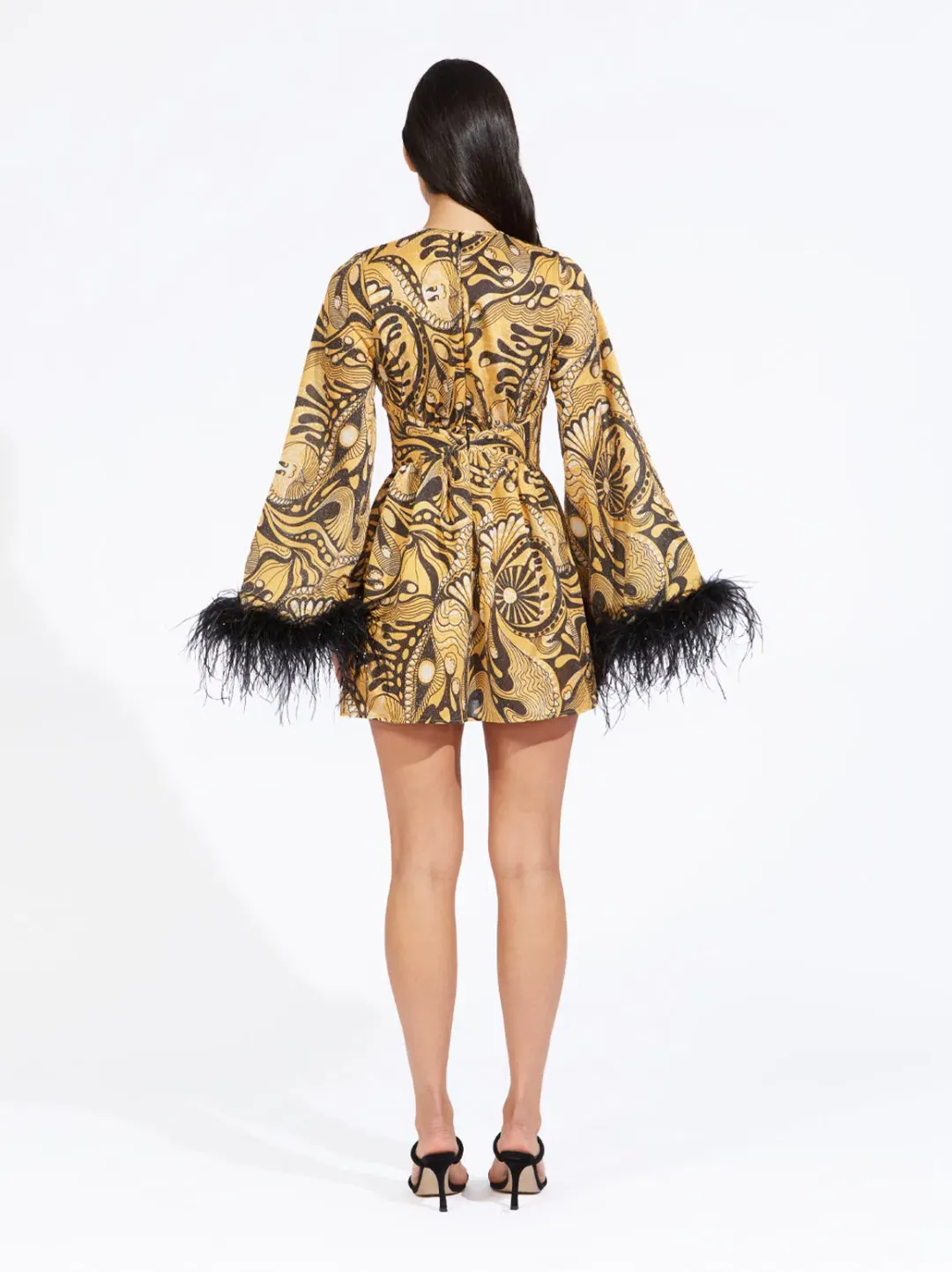Alice McCall Dust Feather Mini Dress Gold Size 4/ AU 8 for rent on The Volte - main image