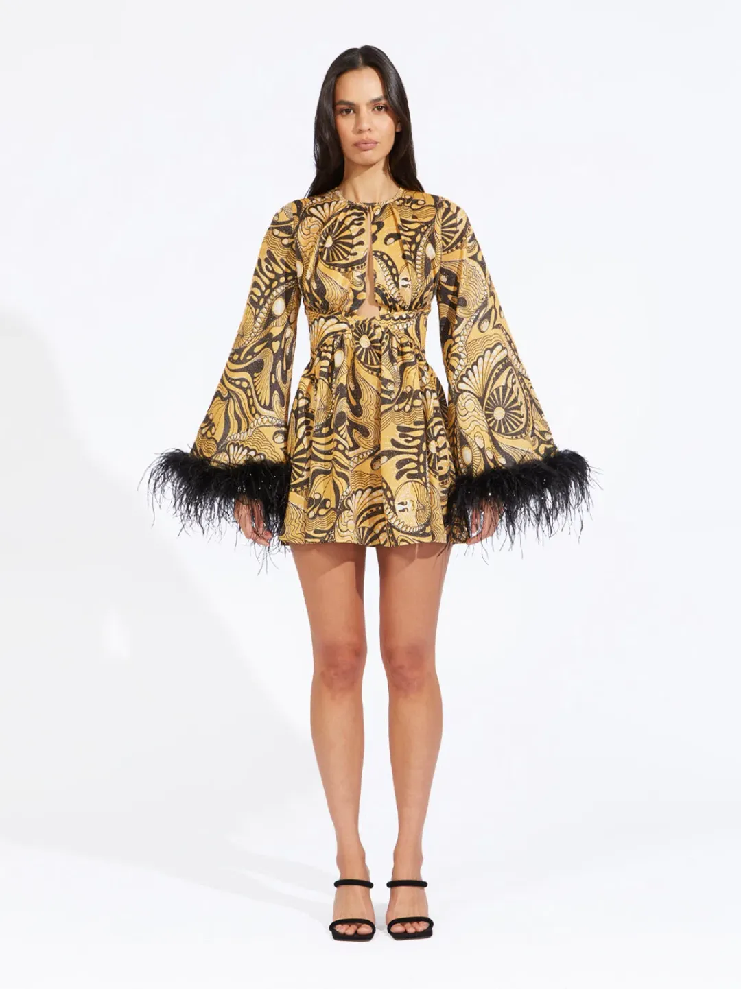 Alice McCall Dust Feather Mini Dress Gold Size 6/ AU 10 for rent on The Volte - main image