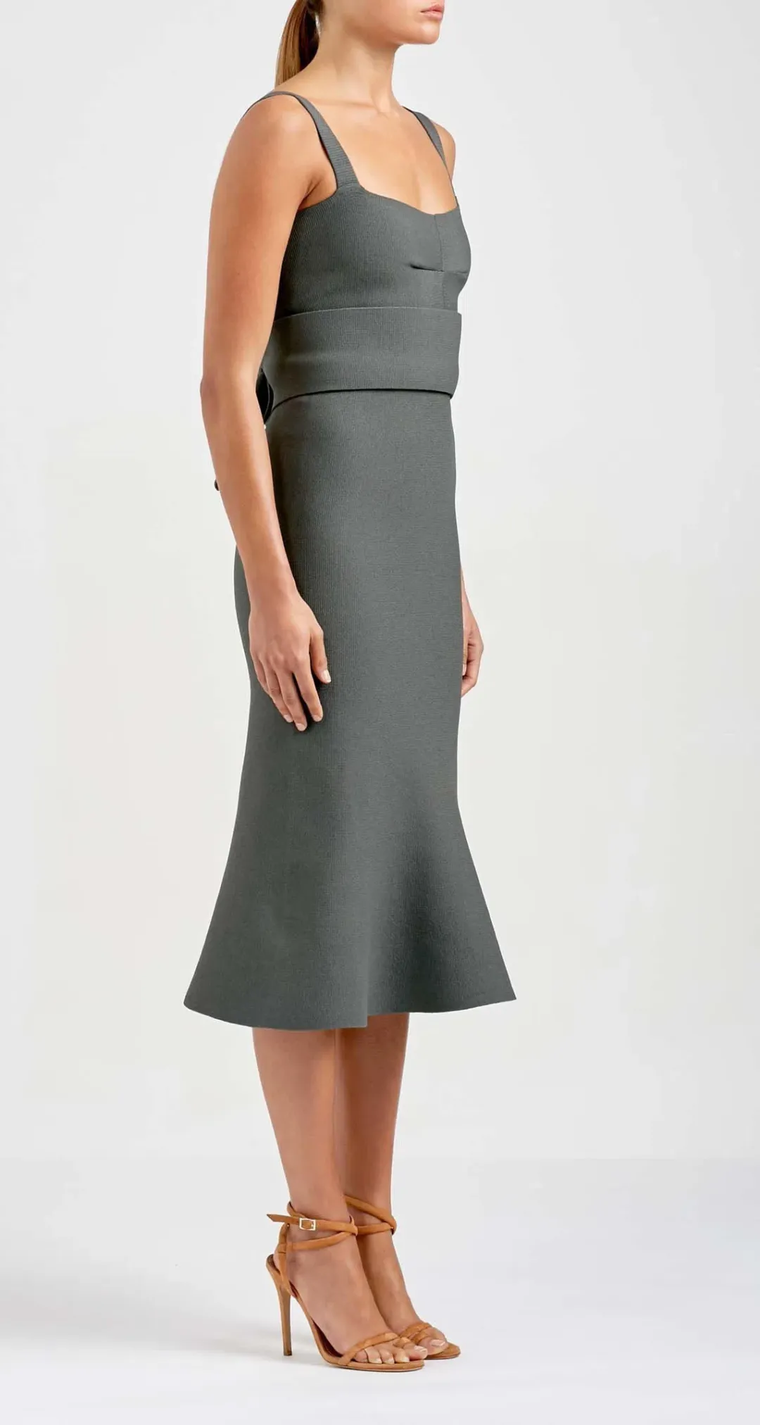 Scanlan Theodore Bralette Dress Safari Green Size AU 8   for rent on The Volte - main image