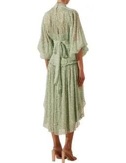 Shona Joy Aurore Long Sleeve Open Back Midi Dress Green Size AU 10  for rent on The Volte - image 4