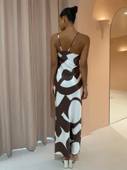 Sir the Label Julien Asymmetric Slip in Abstract Chocolate Size 6 for rent on The Volte - image 4